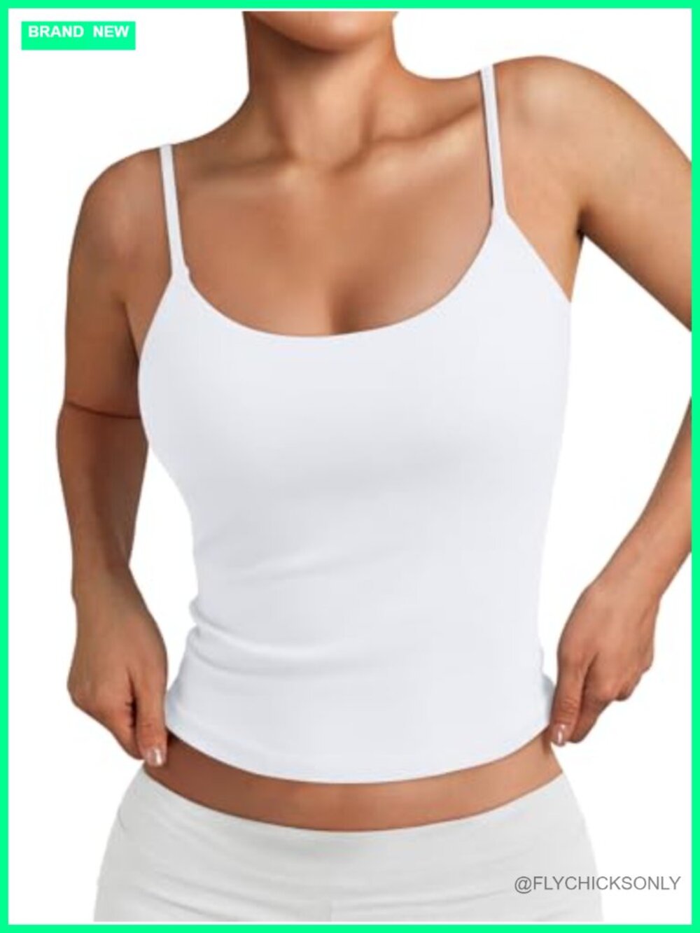 Double Lined Adjustable Spaghetti Strap Tank Top Scoop Neck